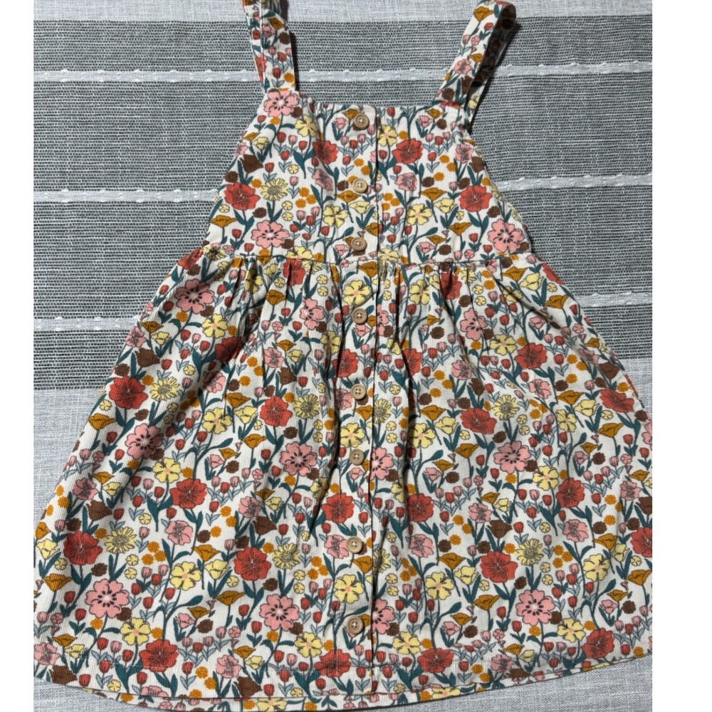 Blueberri Boulevard Girls Size 6 Floral Corduroy Jumper Dress